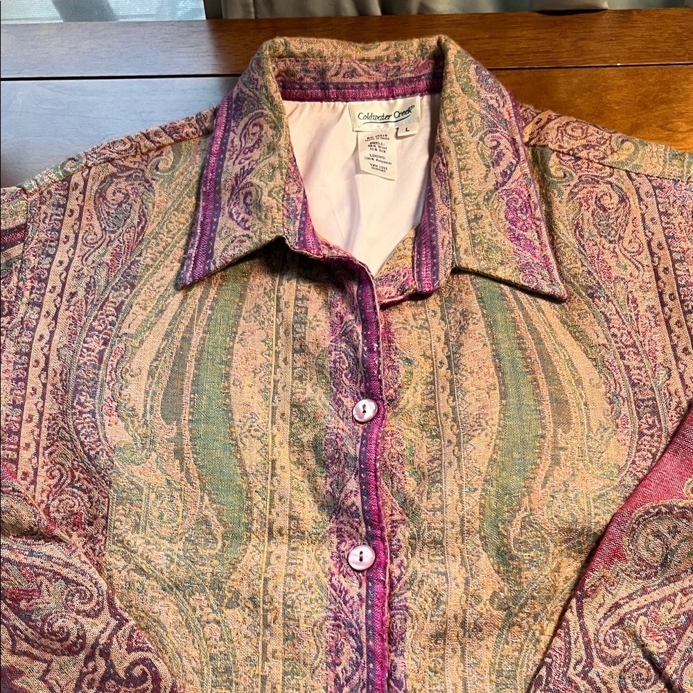 Coldwater Creek Multicolor Paisley Wool Silk Blend shirt Jacket